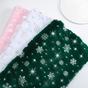Snowflake Plush Fabric Faux Rabbit Fur Silver Stamped Cloth Winter Christmas Decor Flower Wrapping Packaging Material