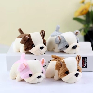 Bulldog Plush Keychain Soft Stuffed Animal Puppy Pendant Bag Charm Cute Dog Toy For Keys Backpacks
