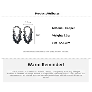 Detailed size specifications of 18K gold plated teardrop earrings with zircon and dark gemstone
