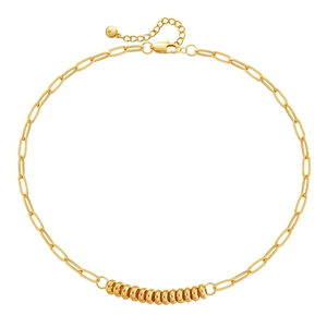 French minimalist paperclip chain necklace with gold plated beads and lobster clasp