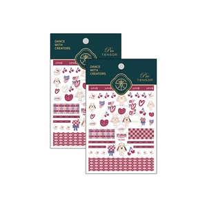 Stereo thin nail art stickers set featuring pink rabbits, hearts, and cherry patterns