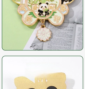 Macro detail of enamel panda magnet showing high-strength dual magnetic back for secure suction