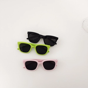 Trendy kids square sunglasses with UV protection in black, green and pink frames
