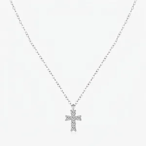 Moissanite Cross Pendant Necklace 925 Sterling Silver D Color VVS1 Clarity Elegant Jewelry For Women