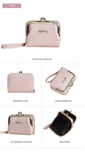 Pink lychee textured women's accordion card wallet with wristlet and multi-angle view