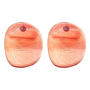 Minimalist irregular resin stud earrings in orange-red with matte textured finish