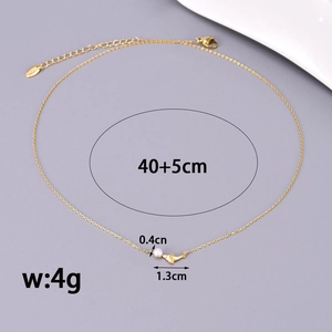 18K gold plated necklace with 40+5cm chain featuring a small dolphin pendant and 0.4cm pearl