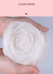 Detailed macro view showing the clear grain and flexibility of the rose silicone mold