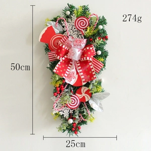 Detailed view of a 50cm Christmas candy teardrop swag with dimensions and weight info