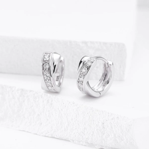Elegant S925 sterling silver hoop earrings with sparkling micro-pave cubic zirconia stones