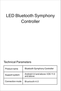 Technical specifications for Bluetooth Symphony Controller supporting Android and iOS systems