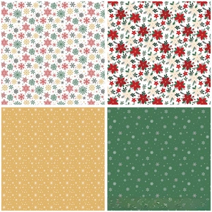 Detail of vintage Nutcracker Christmas scrapbooking paper with snowflakes and holly patterns