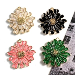 Daisy Flower Pendants Enamel Alloy Floral Charms For DIY Jewelry Making Necklaces Earrings Keychains Fresh Accessories