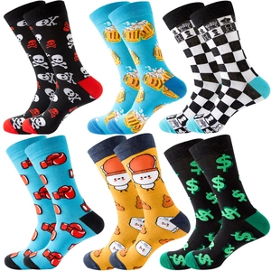 Novelty Funny Crew Socks For Men Women Knitted Cotton Middle Tube Dollar Beer Chess Skull Toilet Patterned Socks Gift