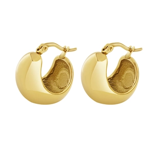 French vintage chunky gold dome hoop earrings with polished finish for women