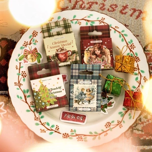 Autocollants de Noël en boîtes décoratives pour le scrapbooking et la décoration de journaux