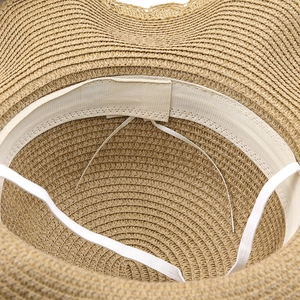 Sombrero de paja de verano para mujer con correa ajustable y ala ancha