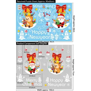 Detail view of Christmas window stickers set including sizes for Santa, Snowman and Reindeer