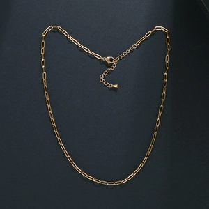 Minimalist gold paperclip chain necklace for women with adjustable lobster clasp closure