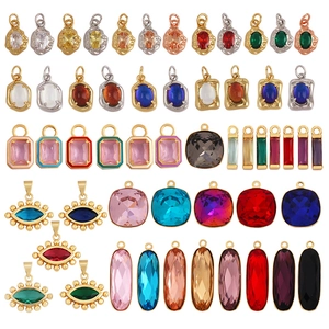 DIY Jewelry Charms Pendants Copper Gold Plated Faceted Cubic Zirconia Crystal Glass For Necklace Earring Making Handmade Accessories Multi Shape