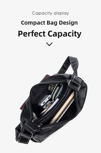 Top view of large capacity black pebbled leather saddle bag showing organized interior