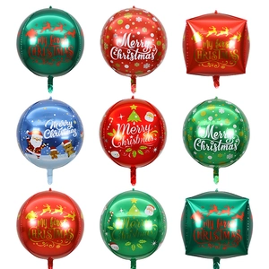 Christmas Balloons Aluminum Foil 4D Sphere Cube Merry Christmas Party Decoration X-mas Ornaments Festive