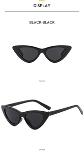 Detailed front and side views of black cat-eye children's sunglasses model 23136