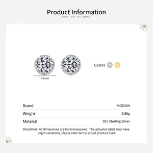 Classic 925 sterling silver round stud earrings with 4.6mm minimalist design for women