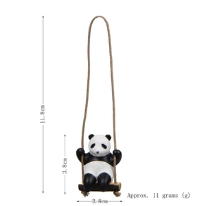 Detail view of mini panda swing ornament showing size dimensions and 11g lightweight