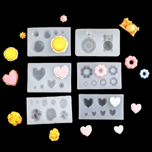 6-piece silicone mold set for resin macaron heart and camera craft miniatures