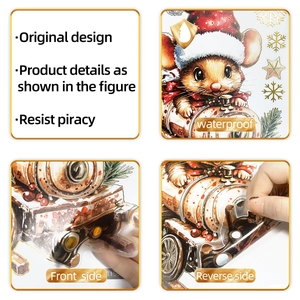 Detail von wasserfestem Weihnachtsmaus-Wandaufkleber mit Goldfolie und Kleberückseite