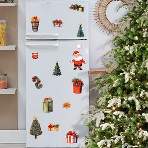 Christmas Stickers Decals PVC Removable Cartoon Santa Claus Tree For Refrigerator Door Window Wall Cabinet Holiday Home Decoration