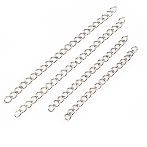 Lot de quatre chaînes d'extension en acier inoxydable argenté pour la création de bijoux