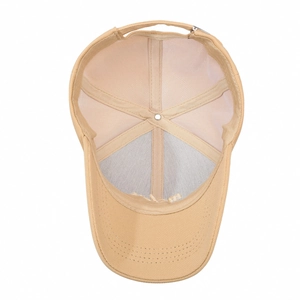 Casquette de baseball brodée beige avec doublure en maille et sangle réglable
