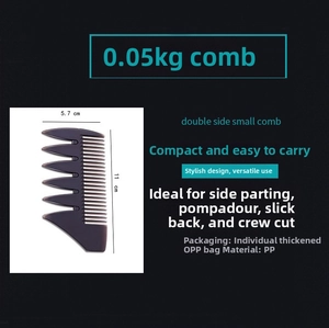 Close-up of dual-sided wide and fine tooth comb for vintage hair styling in 11x5.7cm size