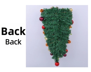 Back view of a triangular upside down Christmas teardrop swag with colorful ornaments