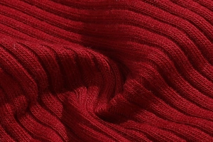 Macro shot of red ribbed cotton fabric texture for women thong underwear detail