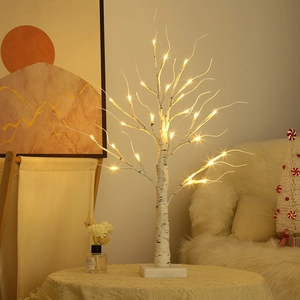 LED Artificial White Birch Tree Light Adjustable Branches Tabletop Decoration For Christmas Valentine Wedding Party Home