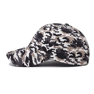Classic black and white camouflage baseball cap with curved brim for outdoor sports