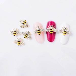 Bee Nail Art Decorations 3D Alloy Enamel Rhinestone Artificial Pearl Insect Charms For Manicure DIY Jewelry Sparkly Accessories