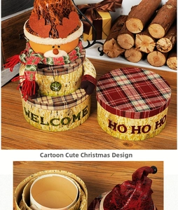 Coffrets cadeaux de Noël emboîtables avec grain de bois et figurine de renne 3D