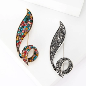 Vintage Gun Black Alloy Rhinestone Brooch Pin Floral Leaf Wheat Ear Decorative Corsage For Women Fashion Accessories