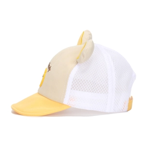 Süße Baby-Baseballkappe mit Bärenohren, gelbe Mesh-Sonnenmütze mit Stickerei-Logo