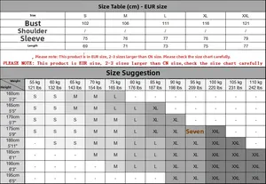 Detailed size chart for men's half-zip sweater with European standard measurements