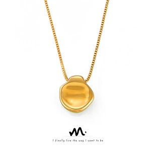Minimalist Chic Irregular Round Plate Pendant Necklace Stainless Steel Box Chain Gold Plated Geometric Jewelry For Women Men