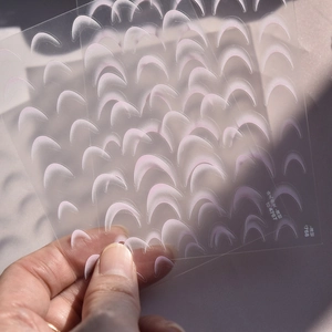 Detailed view of TO-4767 ultra-thin French gradient nail stickers with lace patterns