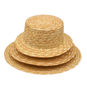 Women's wide brim straw sun hat set with minimalist flat top design for beach sun protection