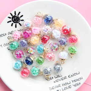 Round Glass Ball Pendants With Star Sequins Quicksand Glitter Alloy Cap Charms For DIY Jewelry Making Necklaces Earrings