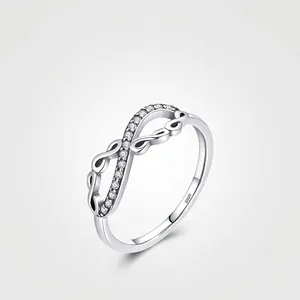 Infinity Ring 925 Sterling Silver Cubic Zirconia Minimalist Elegant Geometric Jewelry For Women