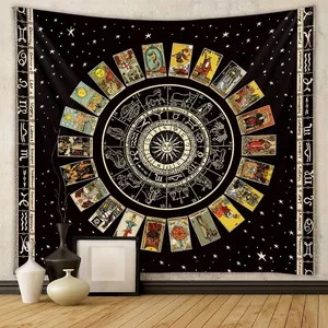 Polyester Tapestry Wall Hanging Psychedelic Mushroom Tarot Zodiac Tree Of Life Bohemian Home Bedroom Decor Mysterious